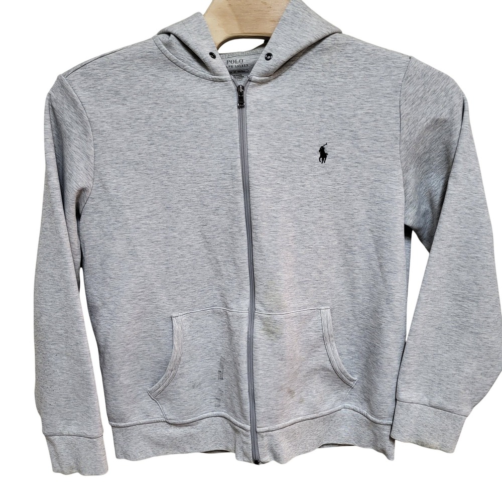 Polo‎ Ralph Lauren Men's XL Light Gray Full Zip Hoodie Sweatshirt Pony READ